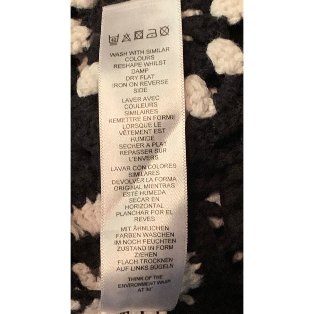 ASOS Granny Square Small Black And White Crochet sweater Y2K Festival Spring - Picture 5 of 6